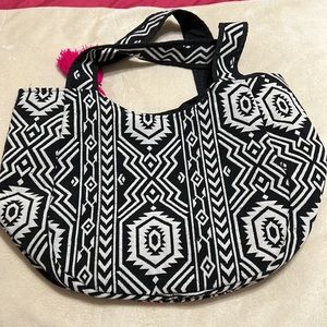 XL Tote America and Beyond Aztec Kilim Neon pink sequin. Lovely beads colors